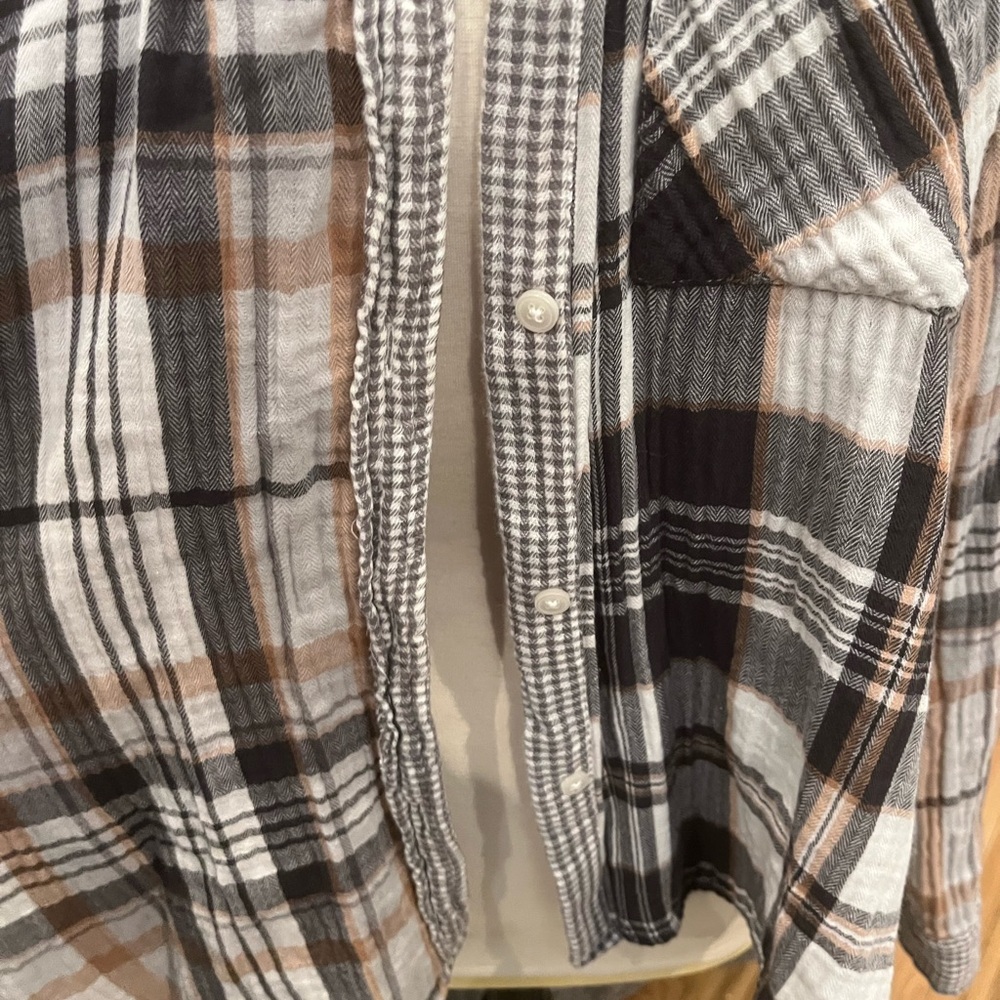 Aerie Plaid Patchwork Button Down Flannel Woman’s… - image 4